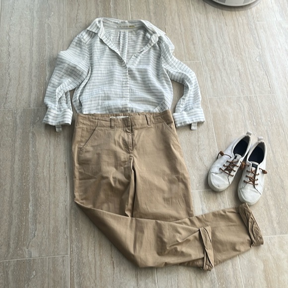 Veronica Beard Pants - Veronica Beard sz8 stretch khaki cropped cuffed pant